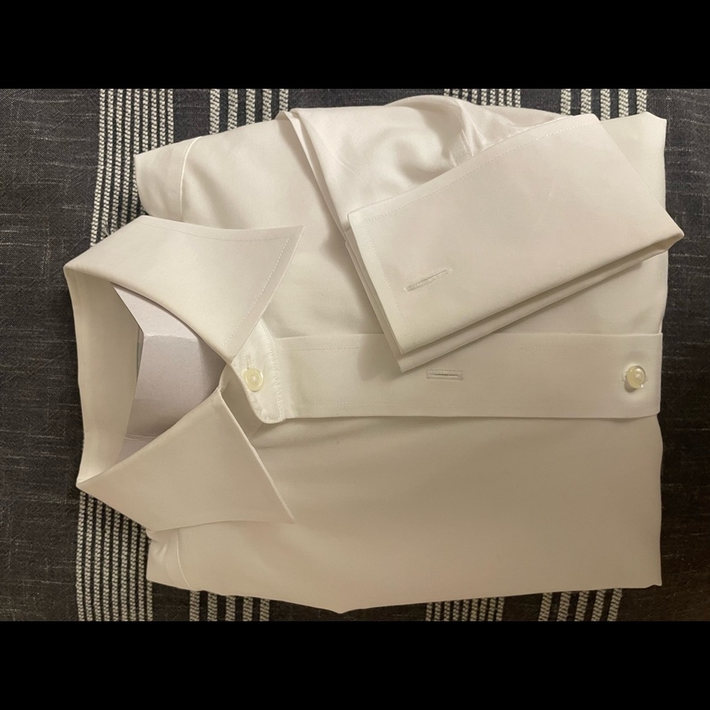 Worn once.  French Cuff Stretch Regent Regular-Fit Dress Shirt.